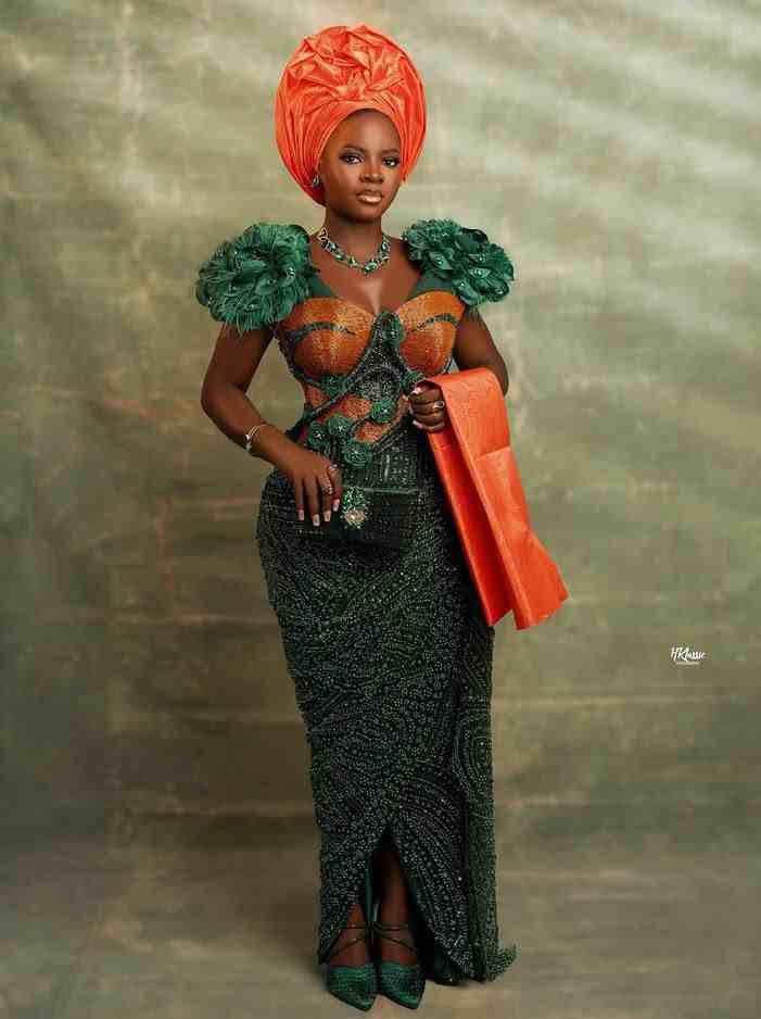Green and Orange Asoebi Styles that we are loving this season