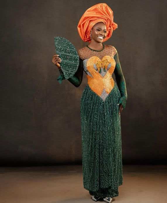 Green and Orange Asoebi Styles that we are loving this season