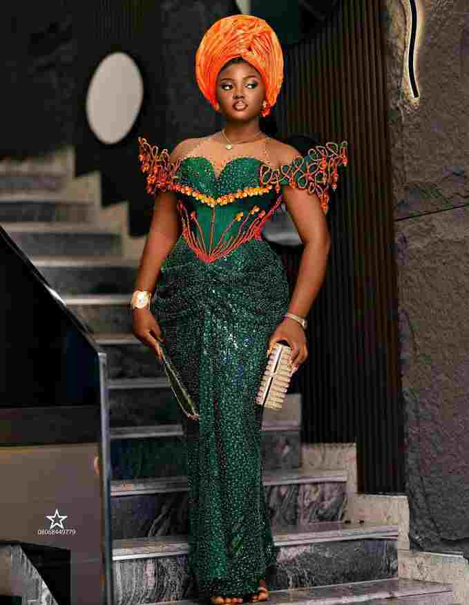 Green and Orange Asoebi Styles that we are loving this season