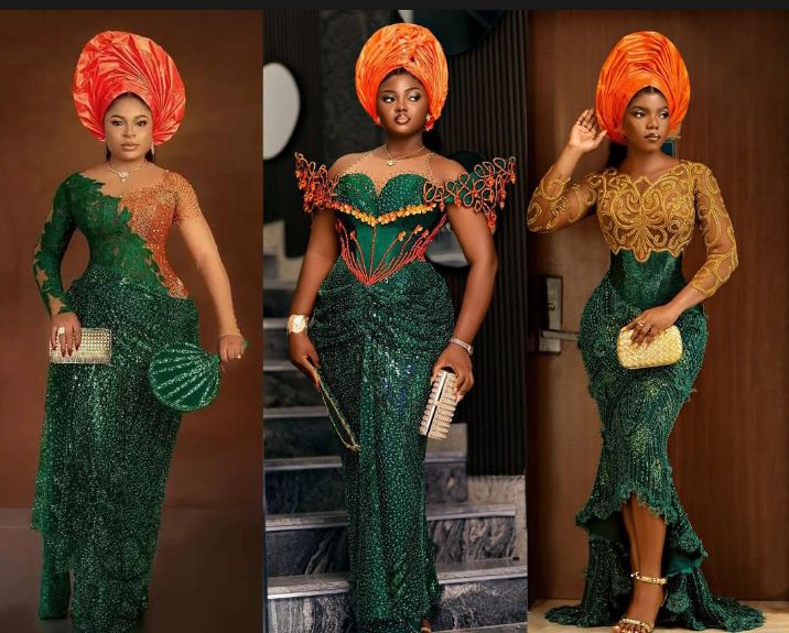 Green and Orange Asoebi Styles that we are loving this season