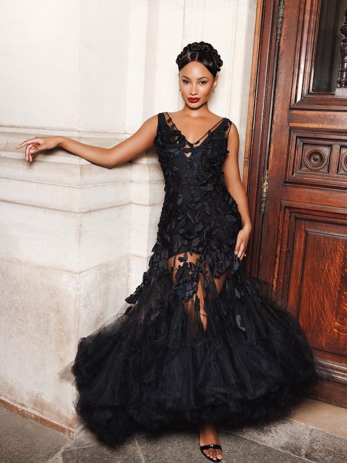 Temi Otedola Stuns in a Black Gown in the Le Défilé L'Oréal Paris Runway