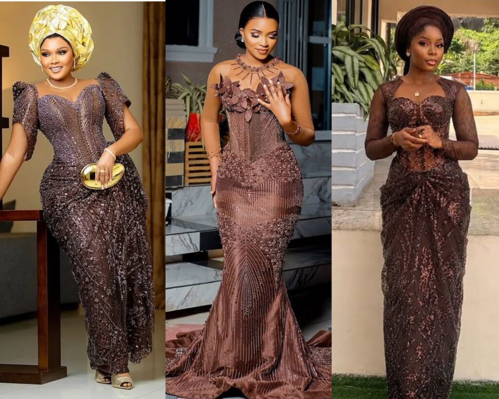 Elegant Brown Asoebi Styles for Weddings